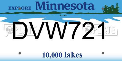DVW721 Minnesota License Plate