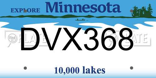 DVX368 Minnesota License Plate