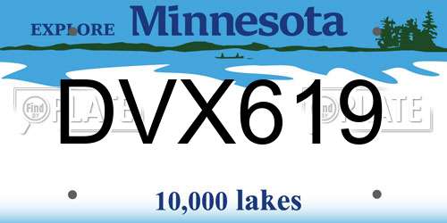DVX619 Minnesota License Plate