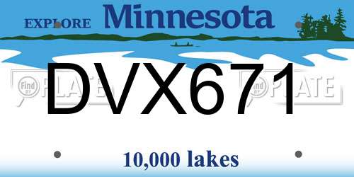 DVX671 Minnesota License Plate
