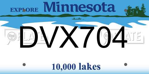DVX704 Minnesota License Plate