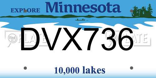 DVX736 Minnesota License Plate