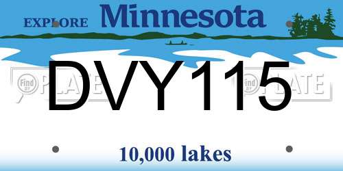 DVY115 Minnesota License Plate