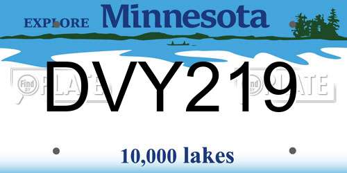 DVY219 Minnesota License Plate