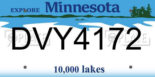 DVY4172 Minnesota License Plate