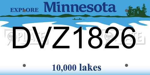 DVZ1826 Minnesota License Plate