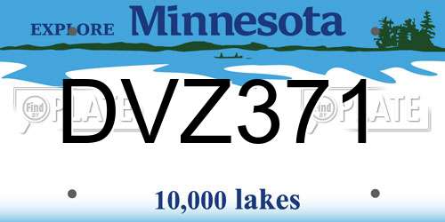 DVZ371 Minnesota License Plate