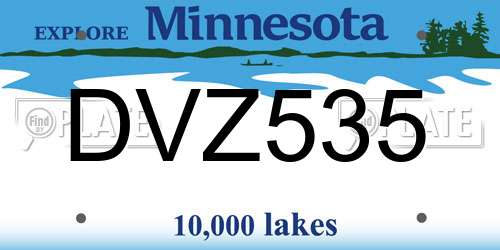 DVZ535 Minnesota License Plate