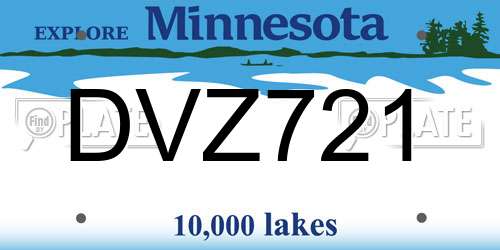 DVZ721 Minnesota License Plate