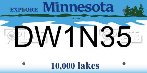 DW1N35 Minnesota License Plate