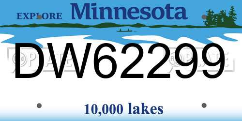 DW62299 Minnesota License Plate