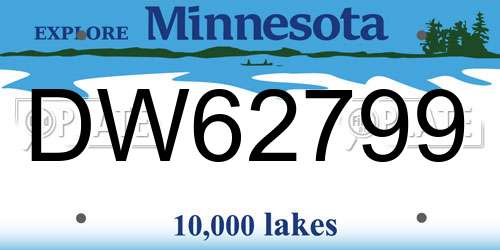 DW62799 Minnesota License Plate