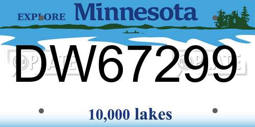 DW67299 Minnesota License Plate