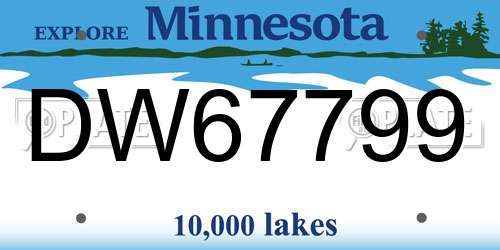DW67799 Minnesota License Plate