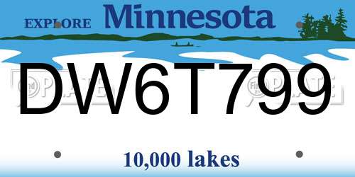 DW6T799 Minnesota License Plate