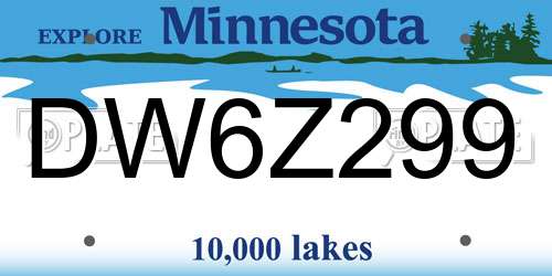 DW6Z299 Minnesota License Plate