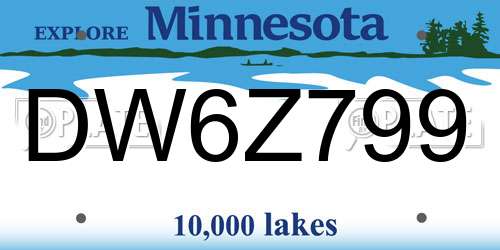 DW6Z799 Minnesota License Plate