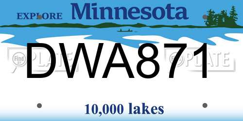DWA871 Minnesota License Plate