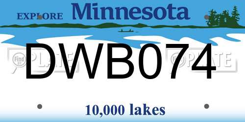 DWB074 Minnesota License Plate