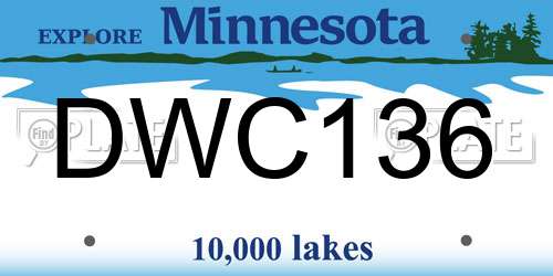 DWC136 Minnesota License Plate