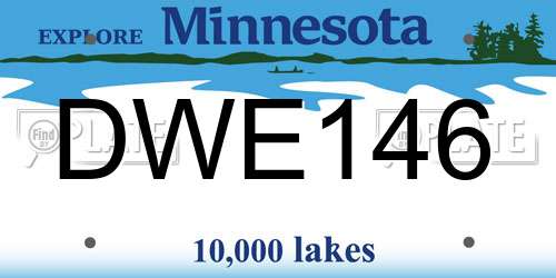 DWE146 Minnesota License Plate