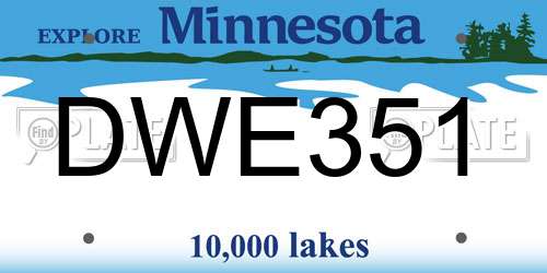 DWE351 Minnesota License Plate