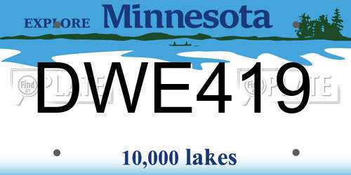 DWE419 Minnesota License Plate