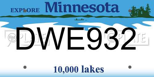 DWE932 Minnesota License Plate