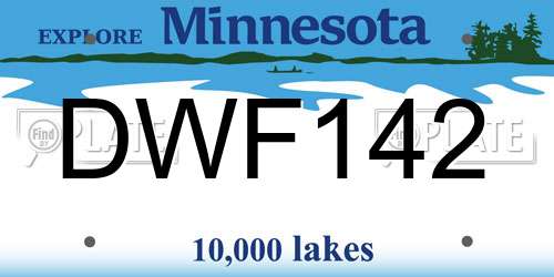 DWF142 Minnesota License Plate