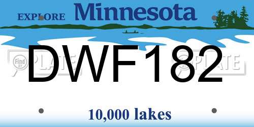 DWF182 Minnesota License Plate