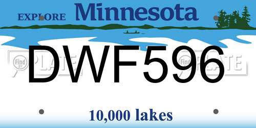 DWF596 Minnesota License Plate