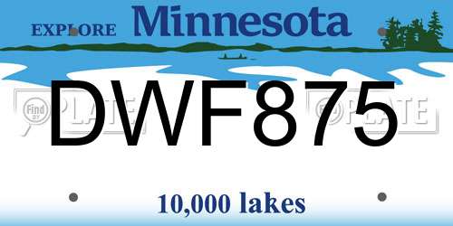 DWF875 Minnesota License Plate