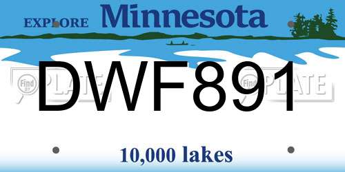 DWF891 Minnesota License Plate