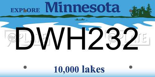 DWH232 Minnesota License Plate