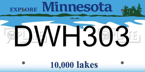 DWH303 Minnesota License Plate