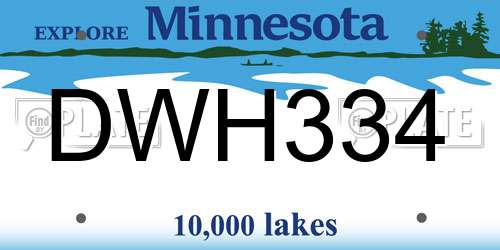 DWH334 Minnesota License Plate