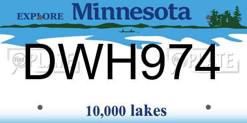 DWH974 Minnesota License Plate