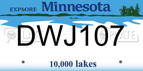 DWJ107 Minnesota License Plate