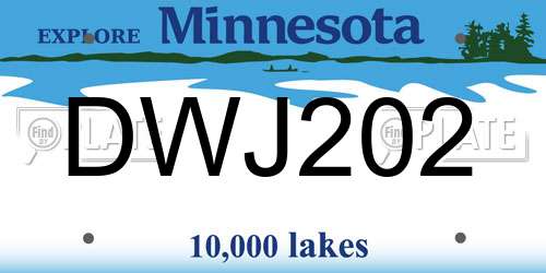DWJ202 Minnesota License Plate