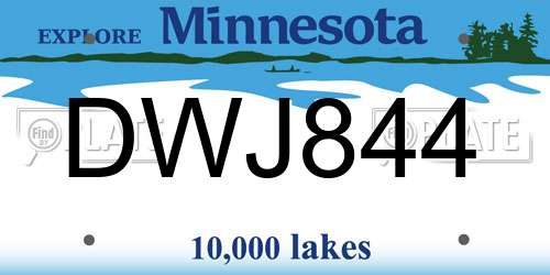 DWJ844 Minnesota License Plate