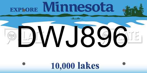 DWJ896 Minnesota License Plate