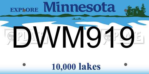 DWM919 Minnesota License Plate