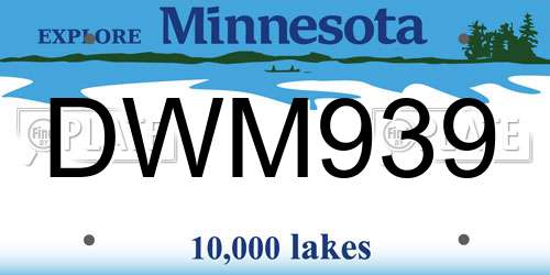 DWM939 Minnesota License Plate