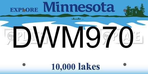 DWM970 Minnesota License Plate