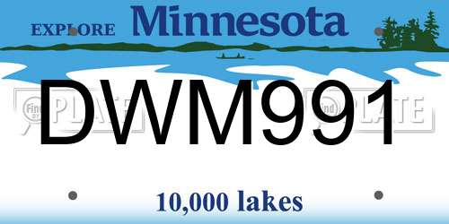 DWM991 Minnesota License Plate