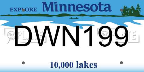 DWN199 Minnesota License Plate