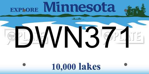 DWN371 Minnesota License Plate