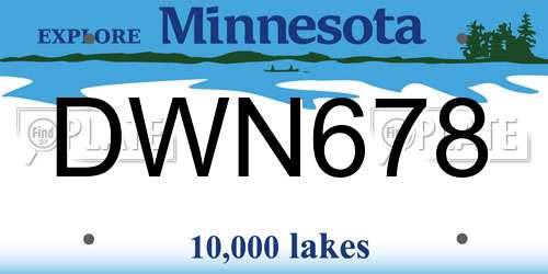 DWN678 Minnesota License Plate