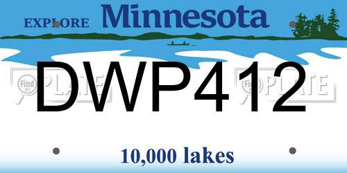 DWP412 Minnesota License Plate