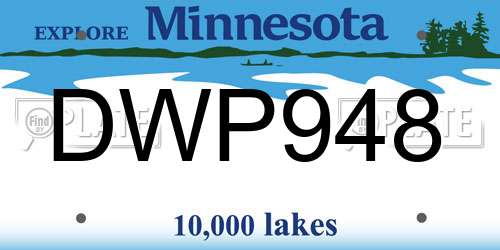 DWP948 Minnesota License Plate